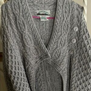 Aran Crafts Gray Cable Knit Cardigan